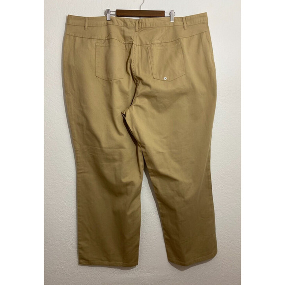 Woman Within 34T Tan Pants Chino Womens Cotton Flat Front Cropped Natural Fit - Picture 3 of 7